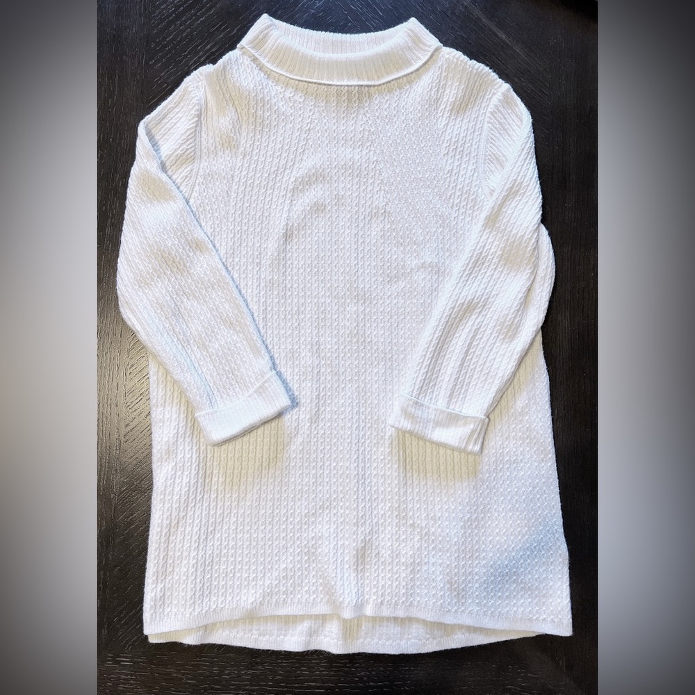 Lands End Womens White Cowl Neck Knit Sweater Size L